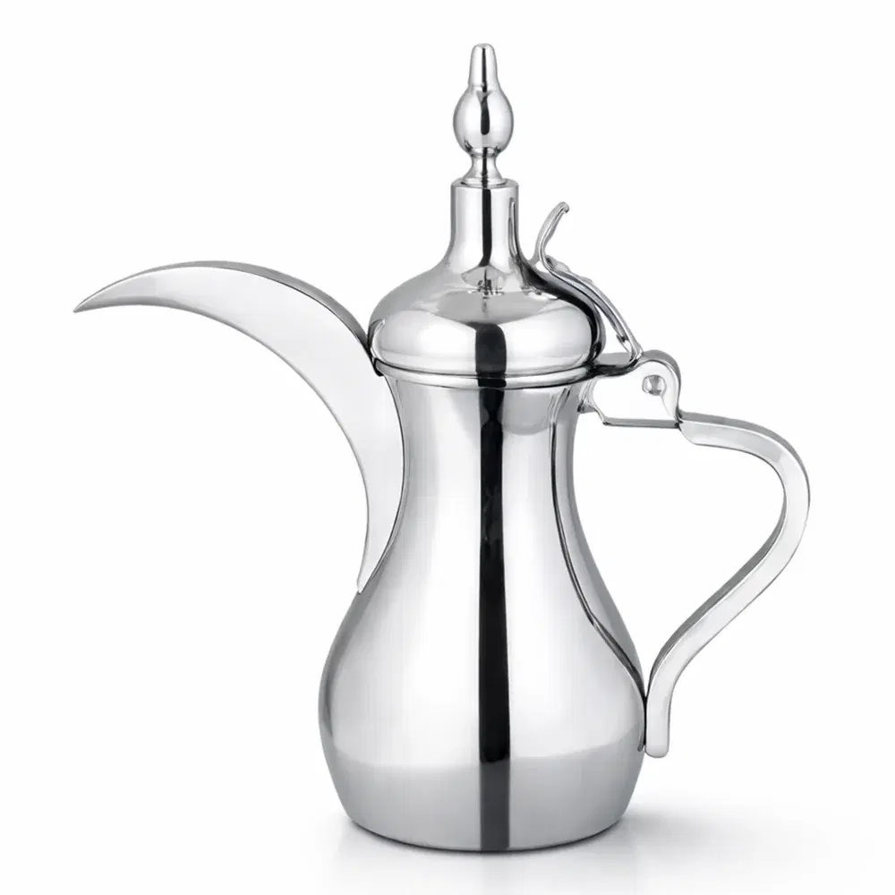 Coffee Dallah 26 oz Stainless Steel Chrome Finish Traditional Arabic Coffee Pot
