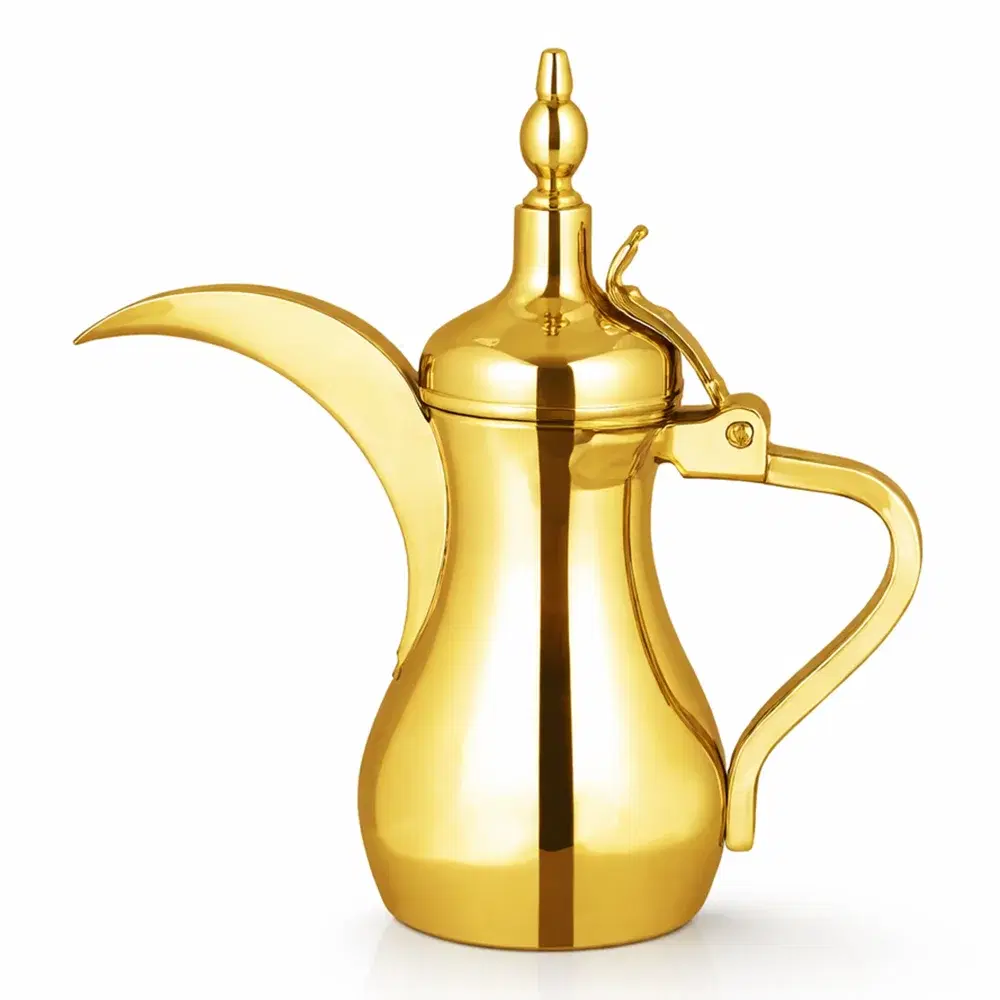 Coffee Dallah 26 oz Stainless Steel Golden Finish Traditional Arabic Coffee Pot