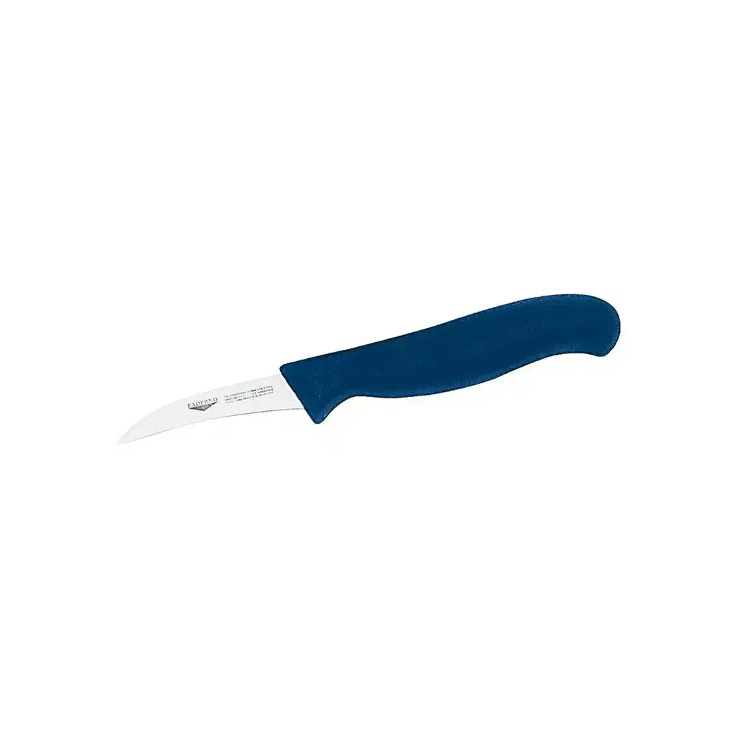 Paderno, Paring Knife, 7 cm Blade, Bent, Blue Handle