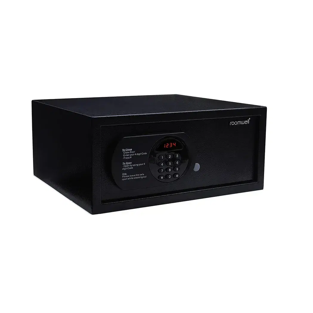 Roomwell Pro Safe Box 15'', H 19.5 x W 38 x D 43.7 cm, 15 mm Solid Bolt Locking Steel Construction, 120 Audit Records, Digital Lock, Color Black