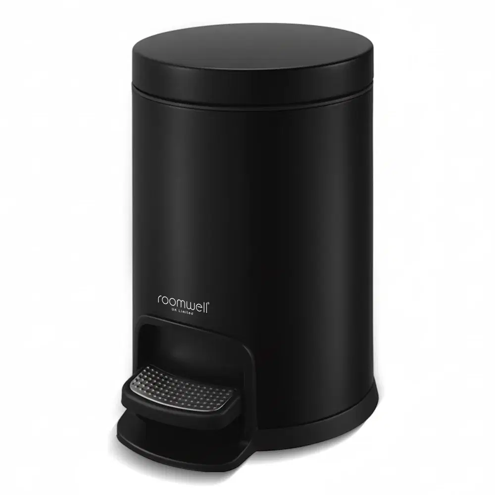 Roomwell, Action Pedal Waste Bin, Round, 5L, Black
