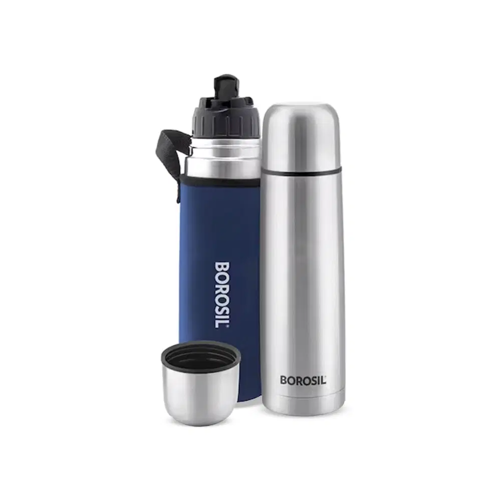 Borosil, Vacuum Thermo Flask, 500 ml Capacity, Blue