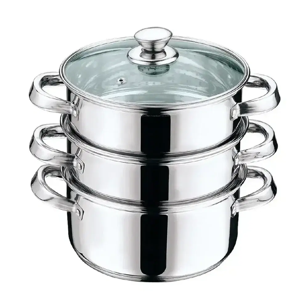 Vinod, Cook Pot/Steamer, 3 Tiers, Stainless Steel, with Lid