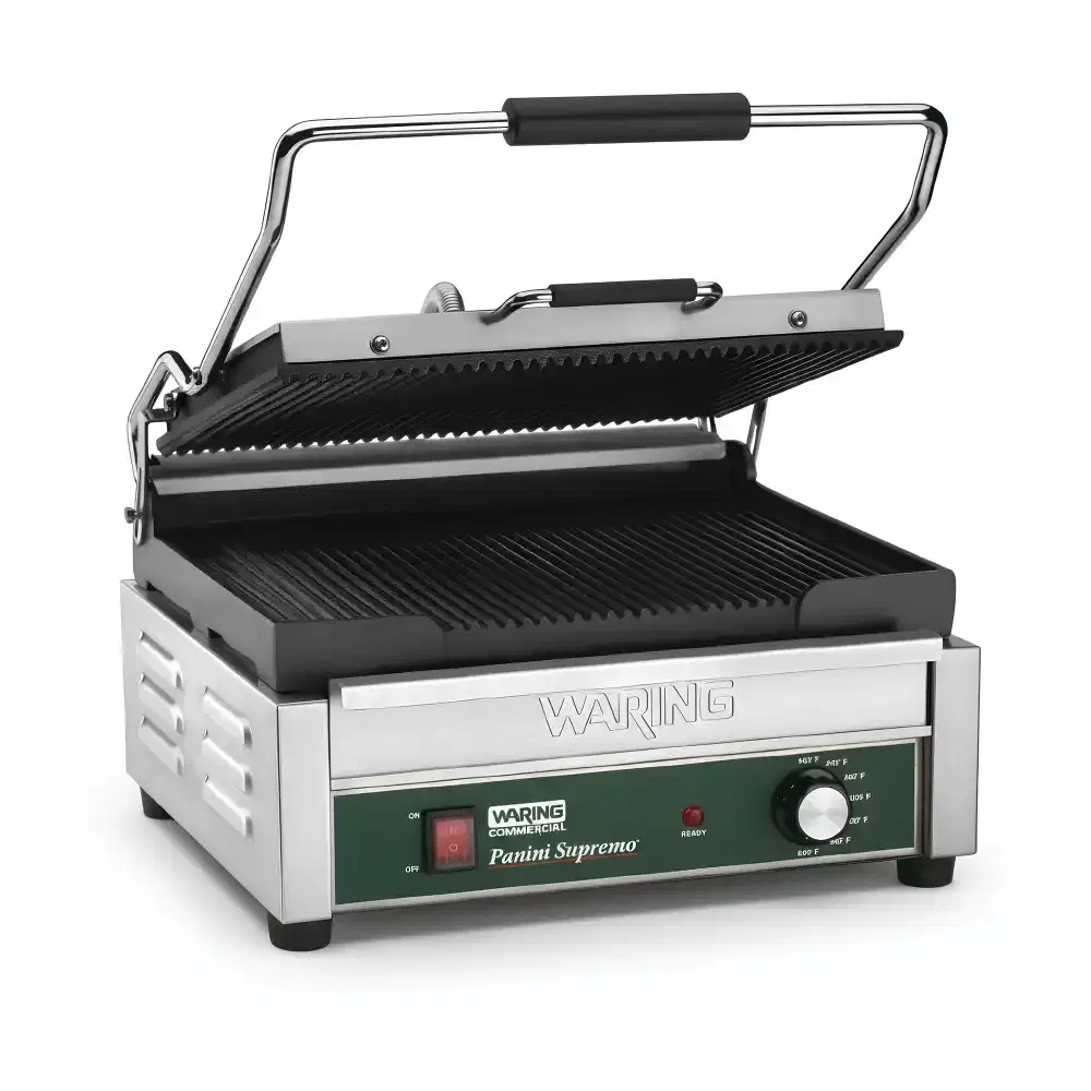 Waring, Panini Grill, Electric, 2400 W, Stainless Steel, Cast Iron Surface