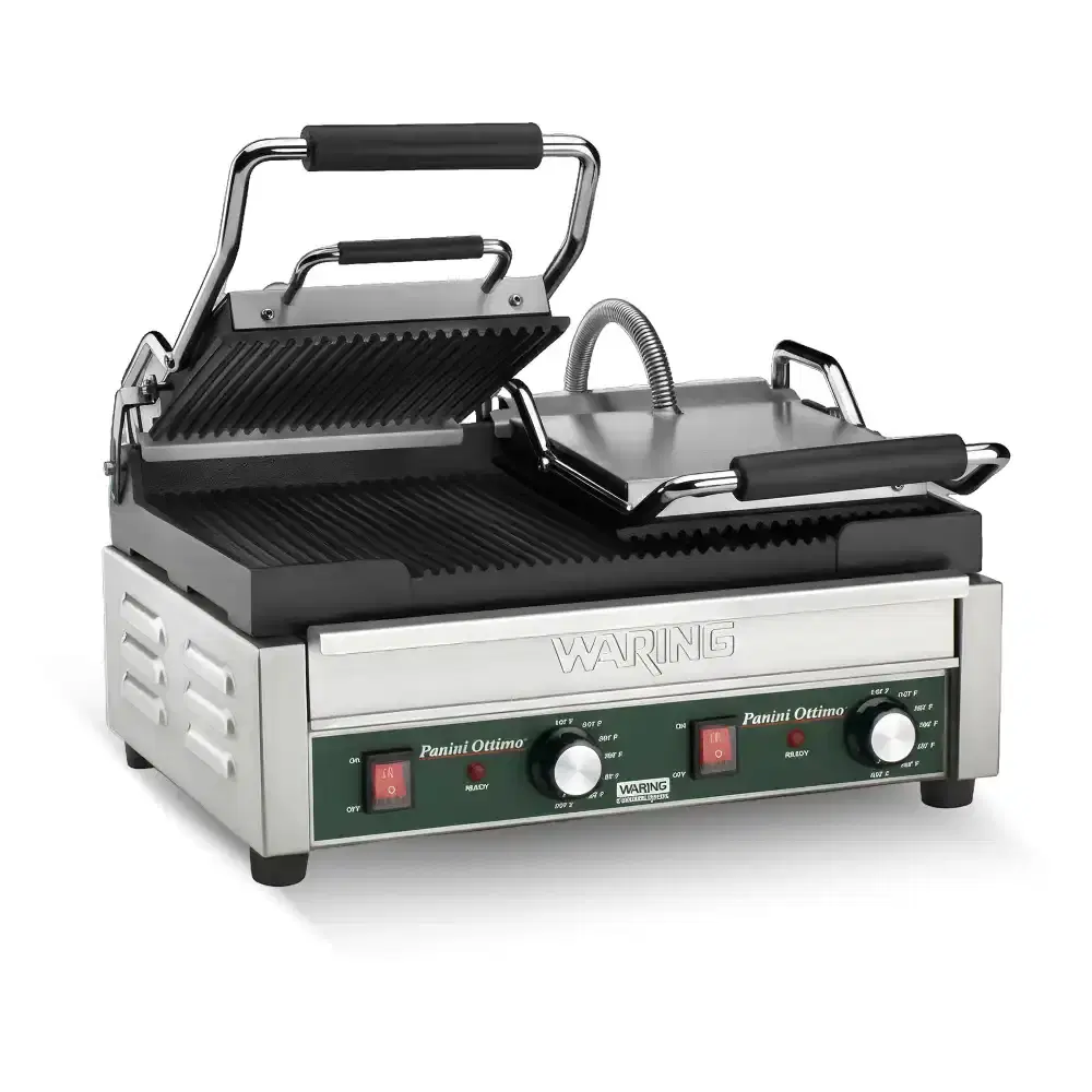 Waring, Double Panini Grill, Electric, 3200 W, Countertop, Cast Iron Surface